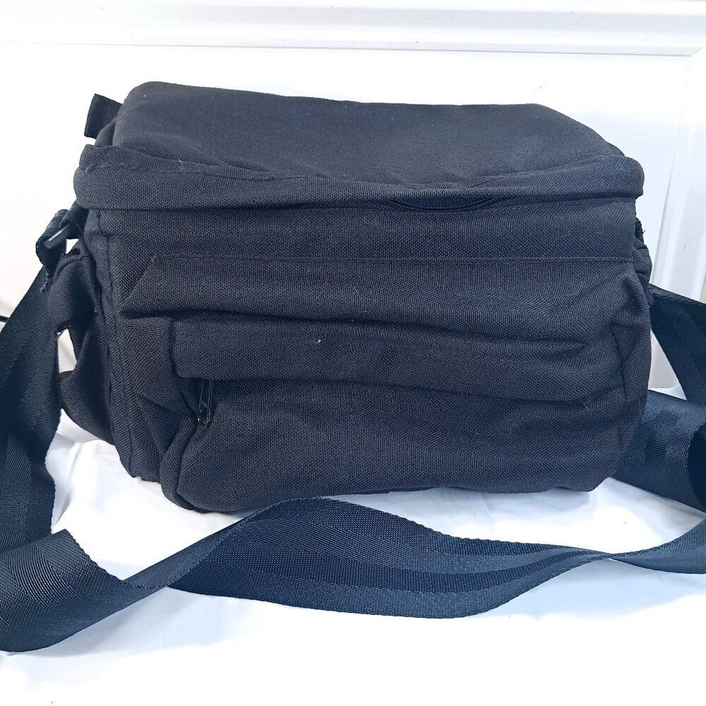 Vintage REI Camera Bag Carry camcorder black Case Shoulder Strap Pockets padded‎